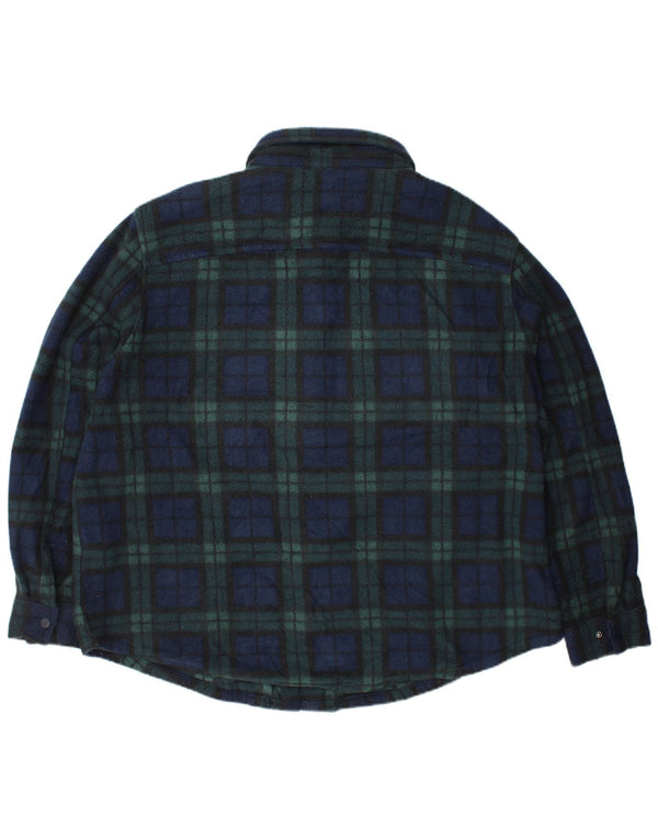 Marks & Spencer Ανδρικό πουκάμισο Fleece 3XL Green Check Polyester