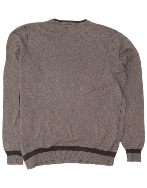 Marlboro Classics Herren-Pullover mit Rundhalsausschnitt, Größe S, grau gefleckte Baumwolle