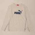 PUMA Mens Graphic Top Long Sleeve Medium White Cotton