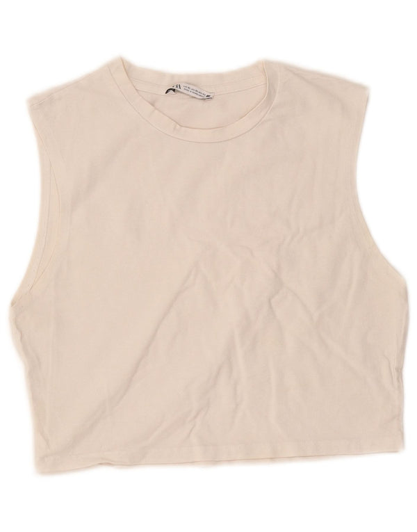 Top colete feminino Zara UK 18 XL branco