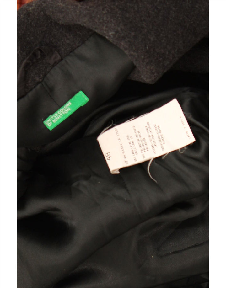 BENETTON Dame Overfrakke IT 48 XL Sort Uld