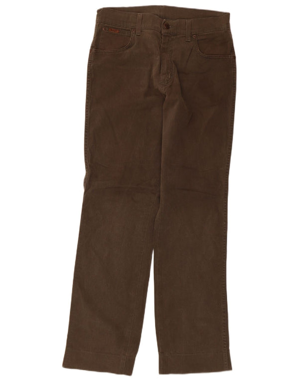 Wrangler Mens Texas Stretch Straight Casual Trousers W32 L34 Brown Cotton