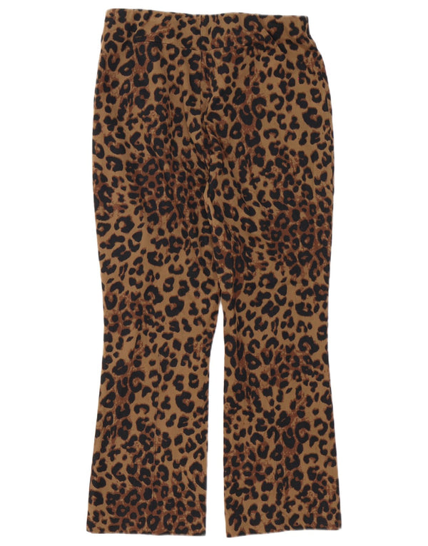 Zara Dame Bootcut Bukser Large W30 L27 Brown Animal Print Bomuld