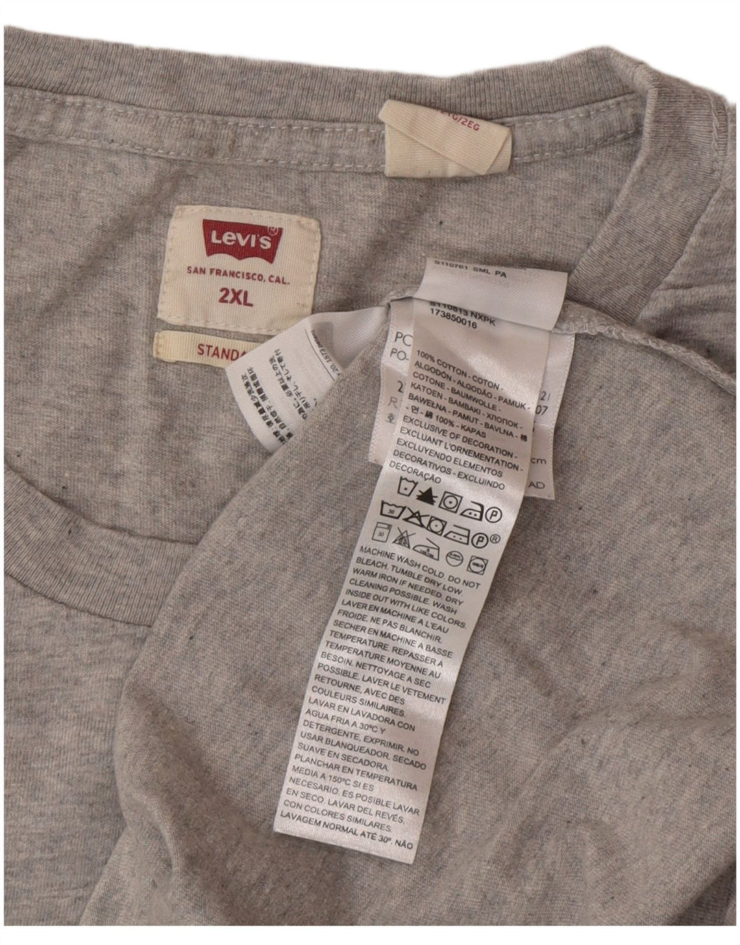 Levi's Herren Standard T-Shirt Top 2XL Grau Baumwolle
