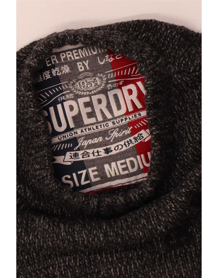 Superdry Mens Graphic Crew Neck Jumper Sweater Medium Grey Flecked Acrylic