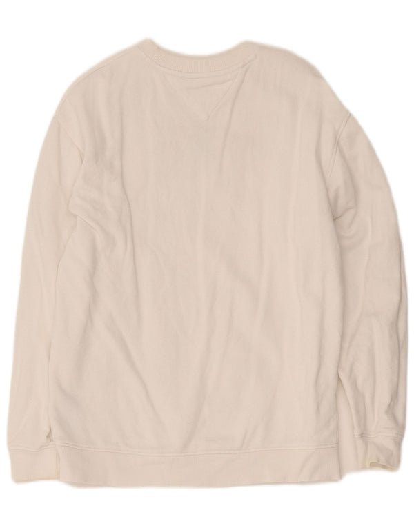 Tommy Hilfiger Sweat-shirt surdimensionné graphique pour femme UK 10 Petit Blanc