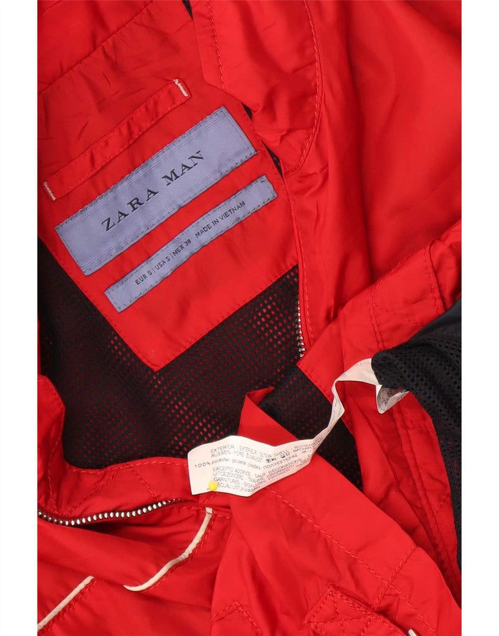 Zara Mens Tracksuit Top Jacket Small Red Polyester