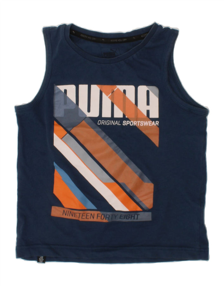 PUMA Boys Graphic Vest Top 7-8 Years  Navy Blue Cotton Vintage Puma and Second-Hand Puma from Messina Hembry 