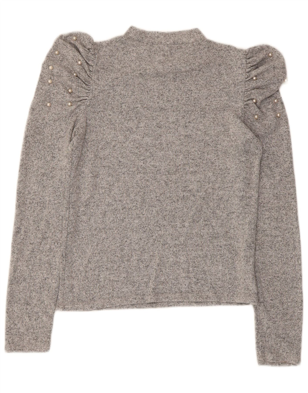 ZARA Womens Crop Blouse Top UK 12 Medium Grey Flecked Viscose