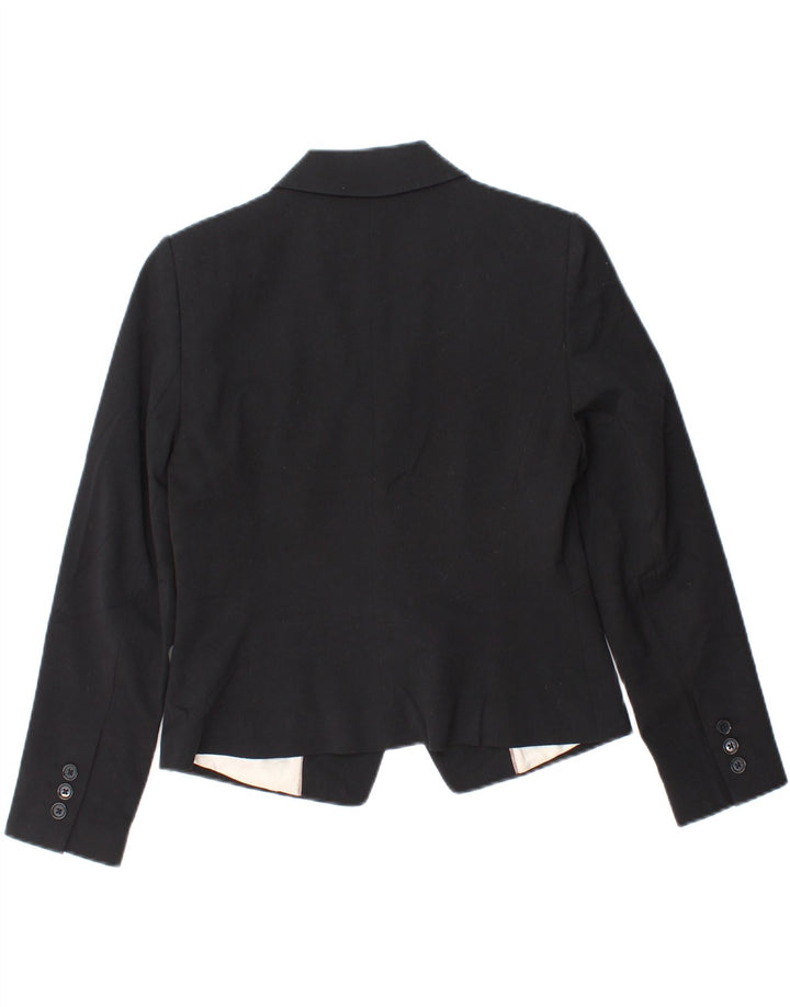 MARKS & SPENCER Womens 1 Button Blazer Jacket UK 12 Medium Black Polyester Vintage Marks & Spencer and Second-Hand Marks & Spencer from Messina Hembry 
