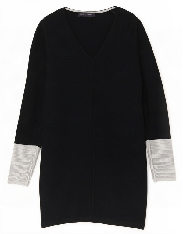 Marks & Spencer Womens Long Sleeve Jumper Dress UK 6 XS Black Colourblock