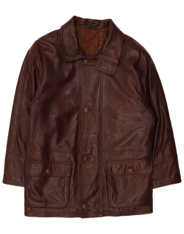 Vintage Ανδρικό Δερμάτινο Παλτό UK 38 Medium Burgundy