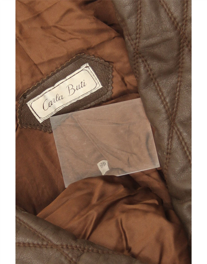 Carla Buti Womens Oversized Leather Jacket IT 46 Large Brown