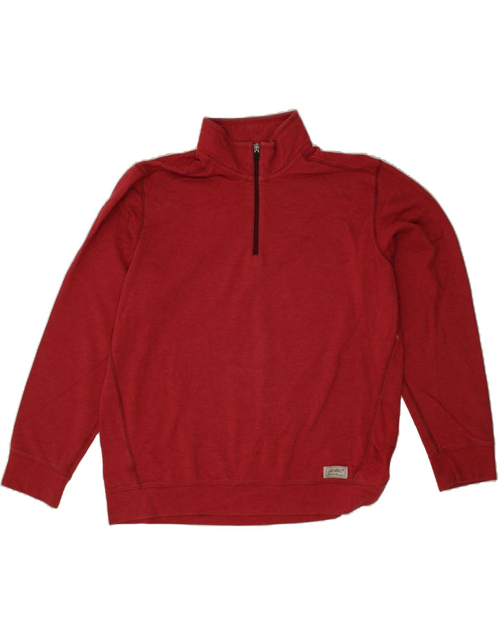 EDDIE BAUER Mens Zip Neck Sweatshirt Jumper Large Red Cotton Vintage Eddie Bauer and Second-Hand Eddie Bauer from Messina Hembry 