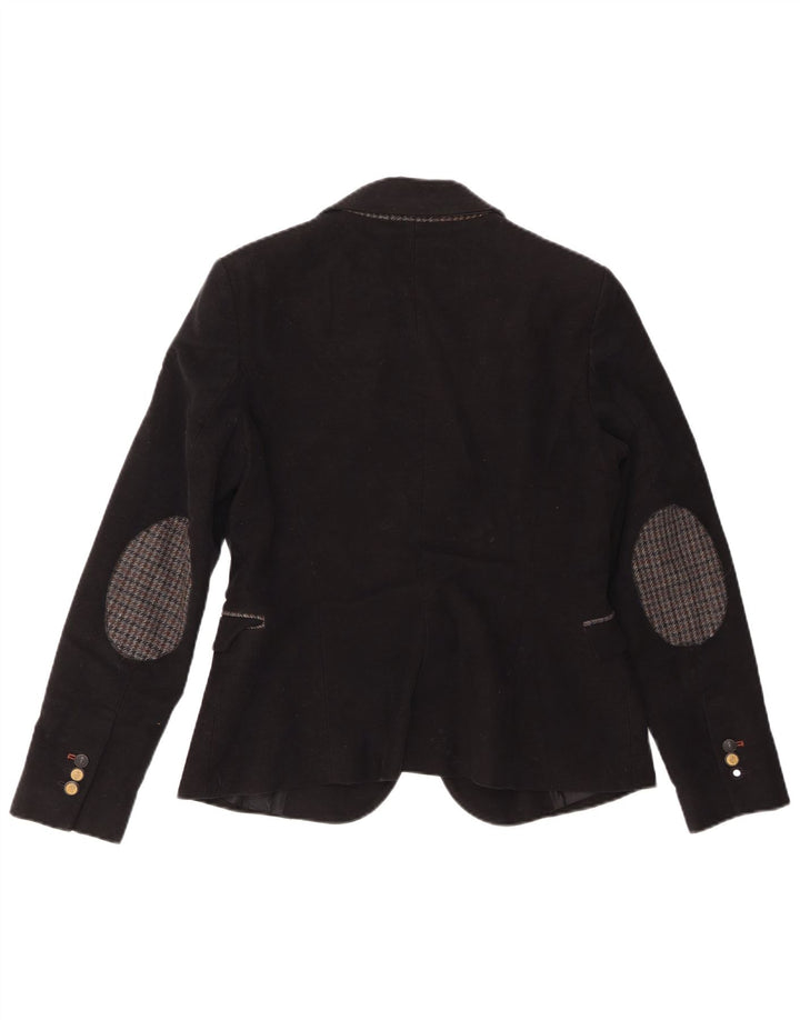 Zara Womens 1 Button Blazer Jacket UK 14 Large Black Cotton