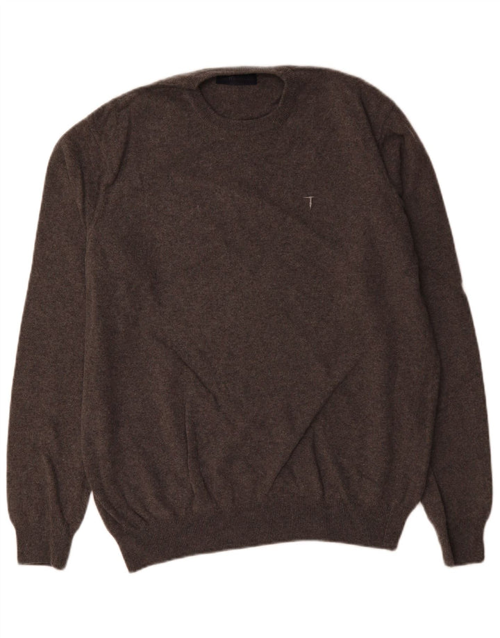 Trussardi Mens Crew Neck Jumper Sweater XL Grey Wool
