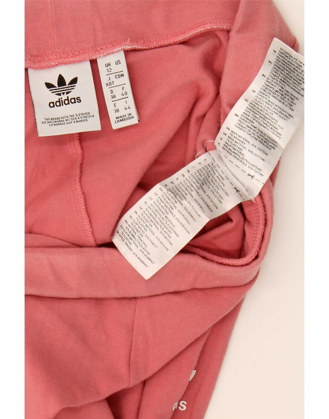 Adidas Womens Leggings UK 12 Medium Pink Cotton