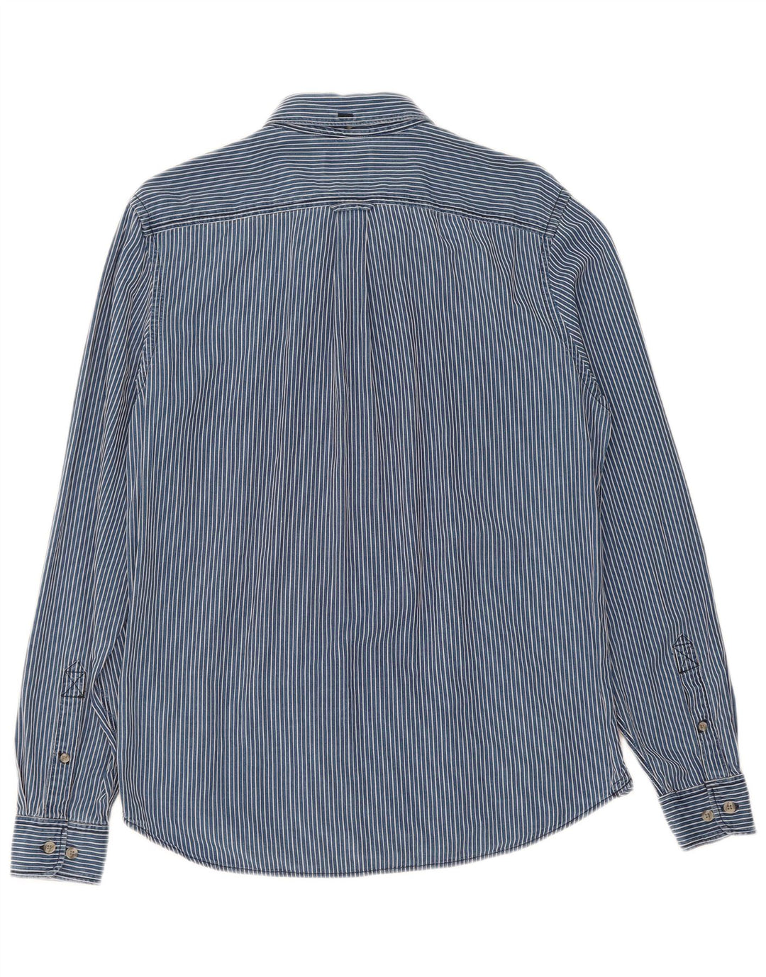 TIMBERLAND Mens Slim Fit Shirt Medium Blue Pinstripe Lyocell