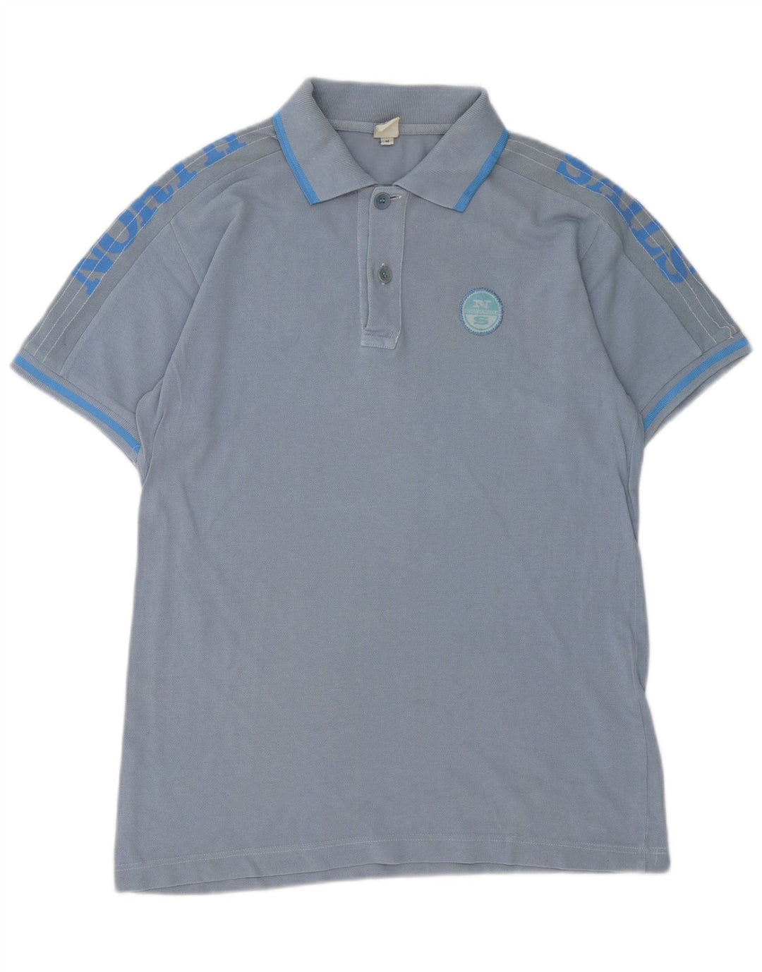 North Sails Mens Graphic Polo Shirt Medium Blue Striped Cotton