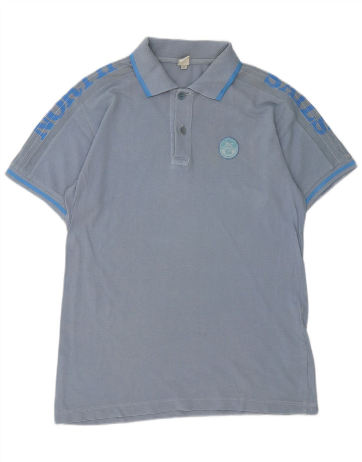 North Sails Mens Graphic Polo Shirt Medium Blue Striped Cotton