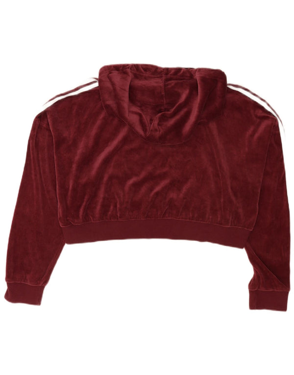 Maglione con cappuccio in velour corto oversize da donna Adidas UK 16 Large Borgogna