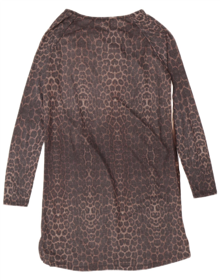 ZARA Womens Paris Basic Dress UK 10 Small Brown Animal Print Modern