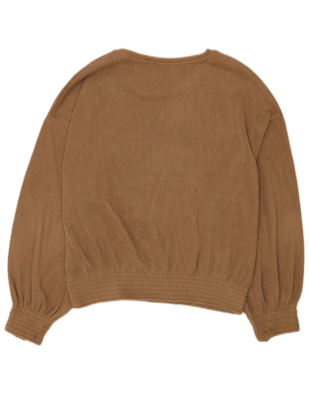 Zara Womens Long Sleeve Blouse Top UK 14 Medium Beige Polyester