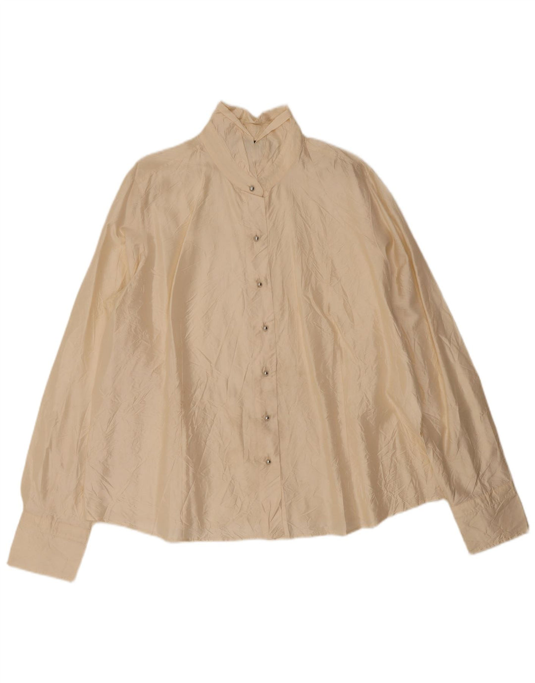 Marina Rinaldi Womens Oversized Shirt Blouse Size 27 Large Beige Silk