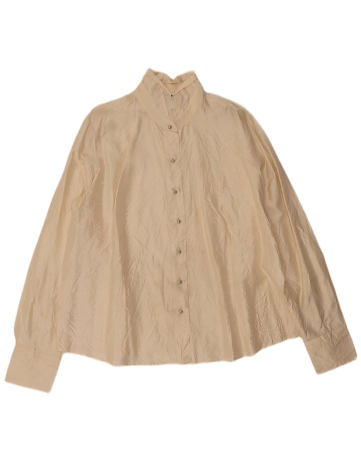 Marina Rinaldi Womens Oversized Shirt Blouse Size 27 Large Beige Silk