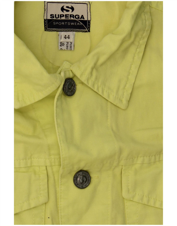 Superga Womens Crop Denim Gilet IT 44 Medium Yellow Cotton
