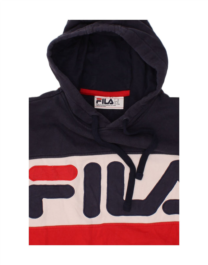FILA Womens Oversized Hoodie Jumper UK 14 Medium Multicoloured Colourblock Vintage Fila and Second-Hand Fila from Messina Hembry 