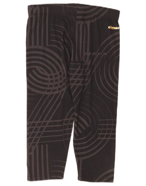 Ellesse Damen Capri-Leggings UK 12 Mittelschwarze geometrische Baumwolle