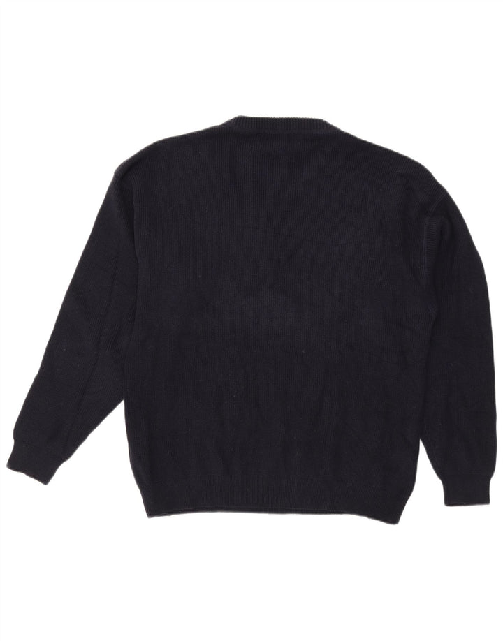 Eddie Bauer Mens Crew Neck Jumper Sweater Medium Navy Blue Cotton