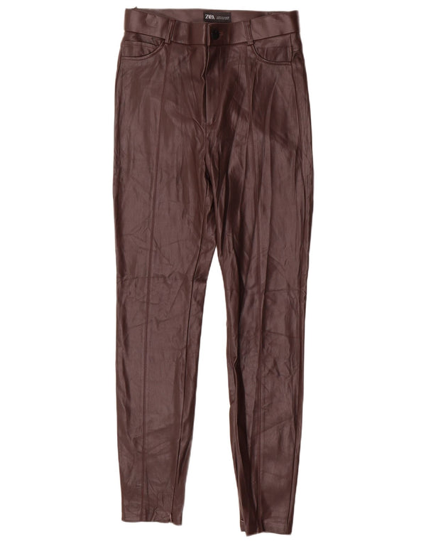Pantaloni skinny da donna in ecopelle Zara medi W28 L29 poliuretano marrone