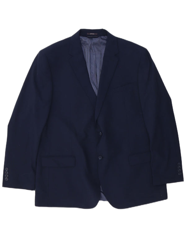 Giacca blazer lunga a 2 bottoni Marks & Spencer da uomo UK 48 4XL Lana blu navy