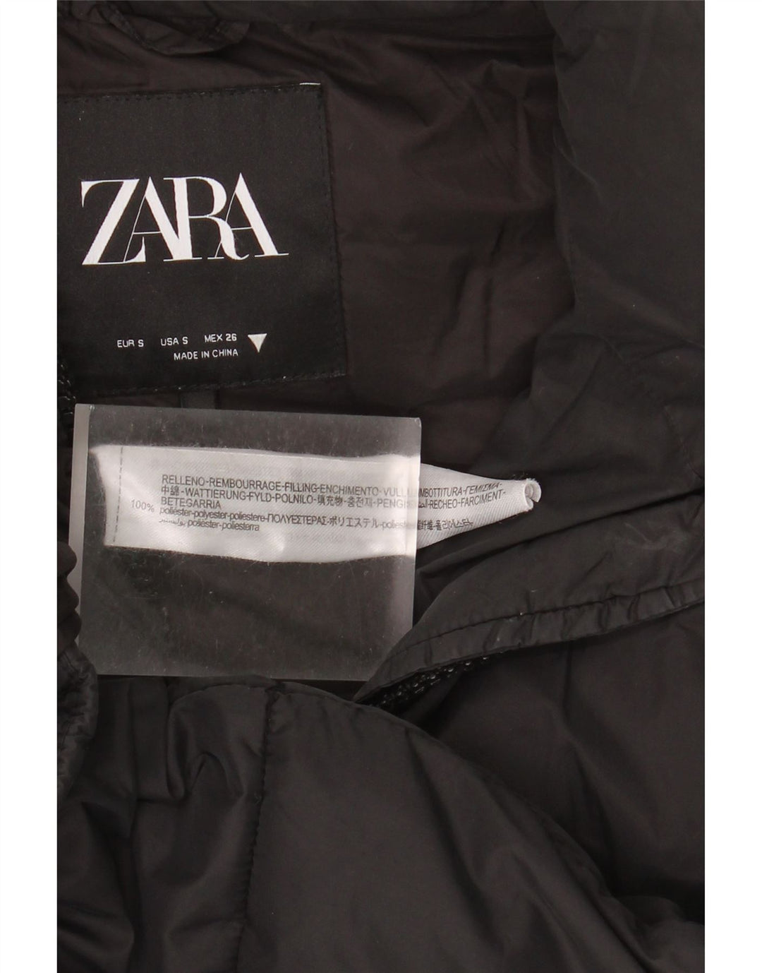Zara Womens Hooded Oversized Padded Gilet UK 10 Small Black Polyester