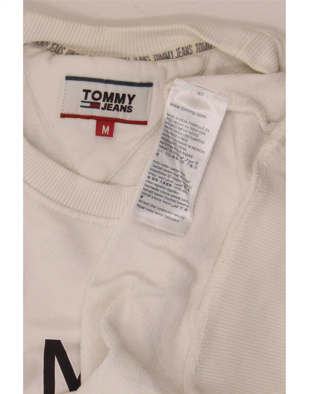 Tommy Hilfiger Mens Graphic Sweatshirt Jumper Medium White Cotton