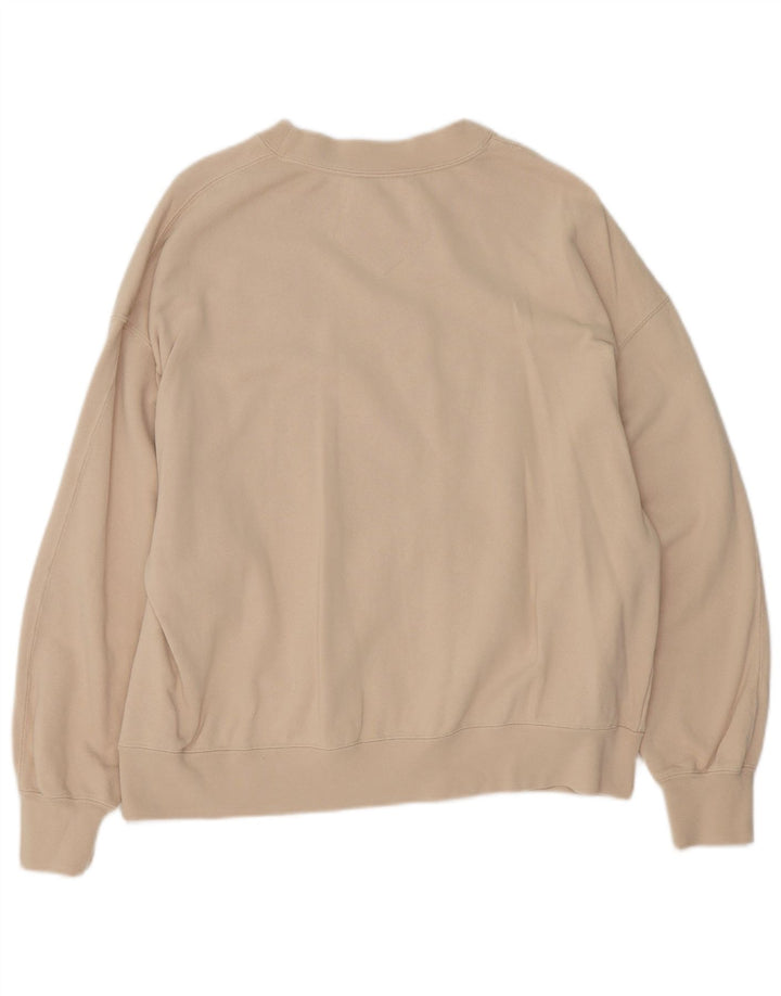 JORDAN Womens Oversized Sweatshirt Jumper UK 14 Medium Beige Cotton