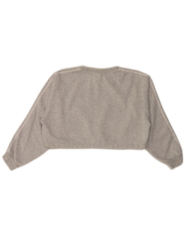 Adidas Damen Crop Oversized Sweatshirt Pullover UK 10 Small Grau meliert