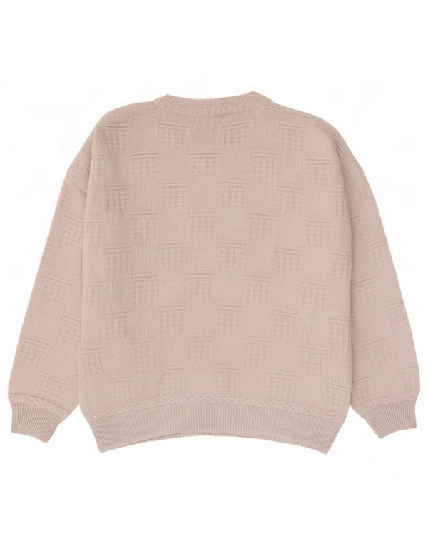 Paco Calvari Mens Crew Neck Jumper Sweater IT 50/52 Medium White Geometric