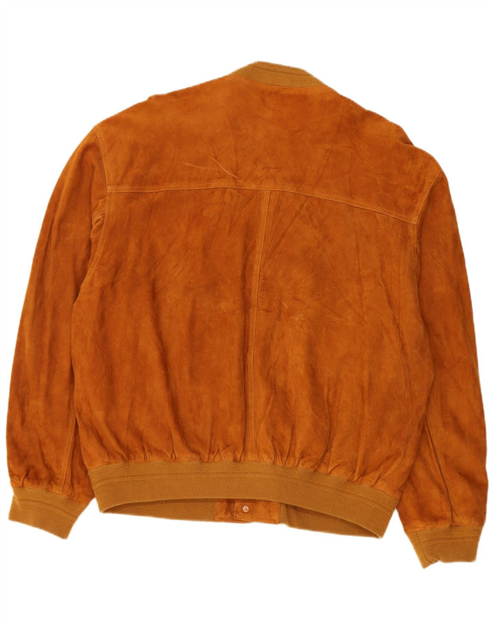 Vintage męska zamszowa kurtka bomber IT 52 duża brązowa skóra