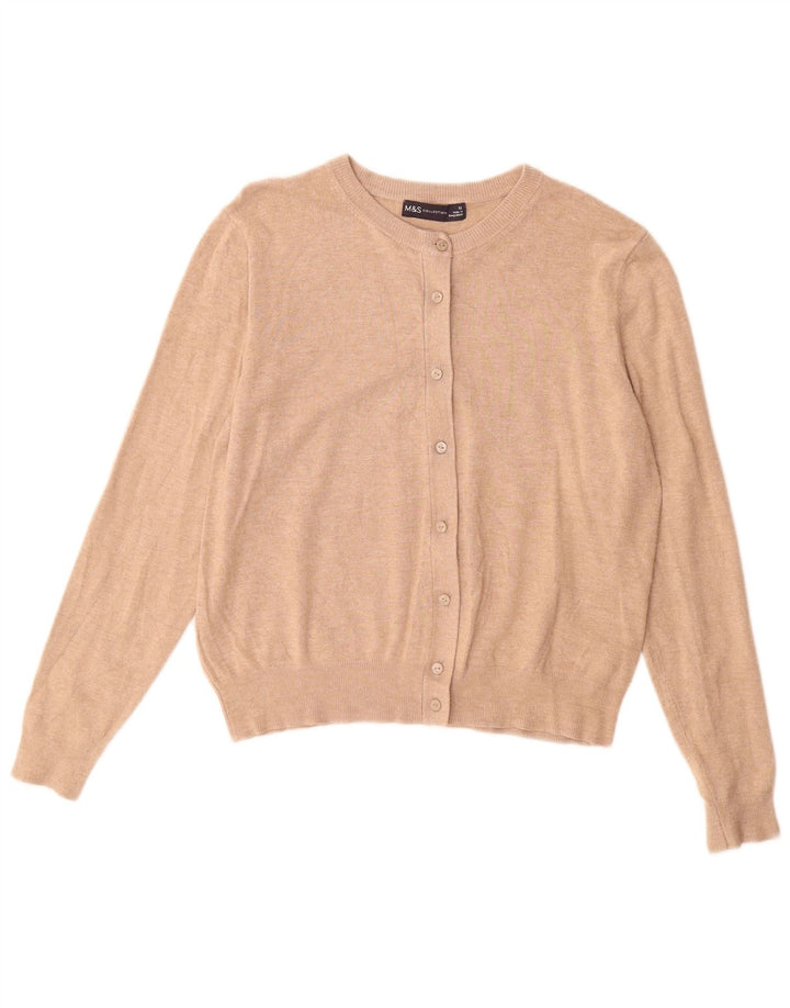 MARKS & SPENCER Womens Cardigan Sweater UK 12 Medium  Beige Viscose