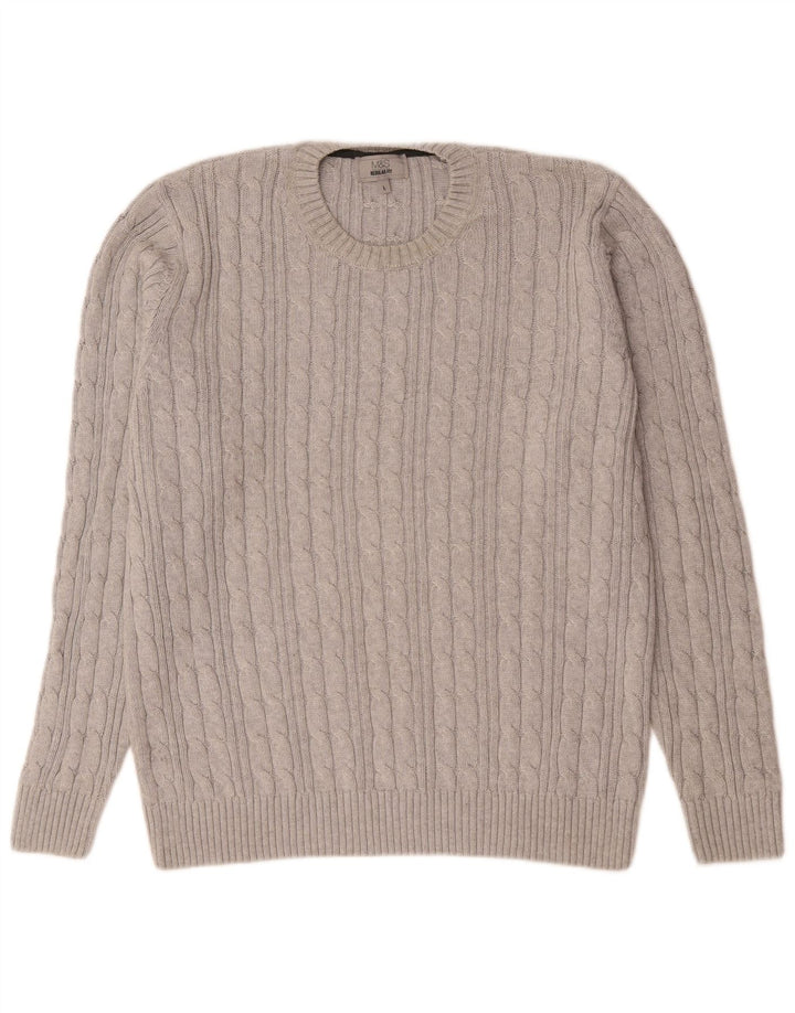 Marks & Spencer Pull à col rond coupe classique pour homme en coton gris Taille L