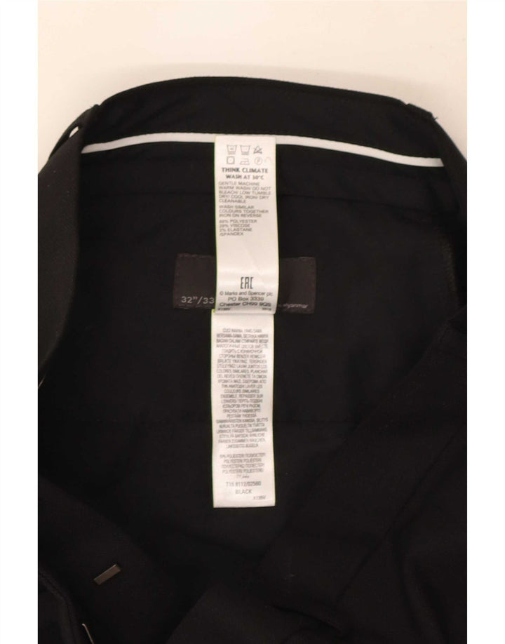 Marks & Spencer Mens Slim Fit Suit Trousers W32 L33 Black Polyester