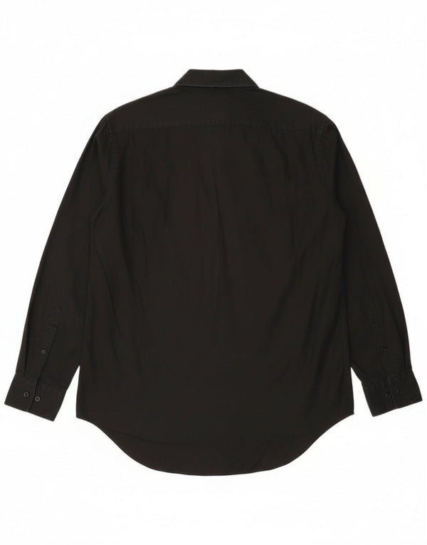 Calvin Klein Mens NON - IRON Shirt Size 16 1/2 Large Black Pinstripe