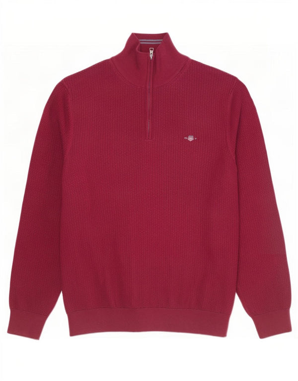 Gant herre lynlås-hals sweater stor rødbrun bomuld