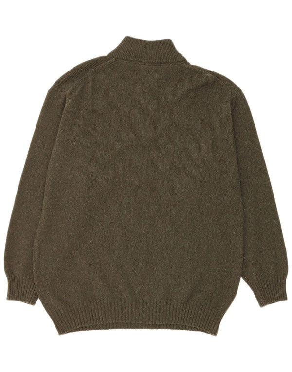 Murphy & Nye Mens Zip Neck Jumper Sweater XL Green Wool