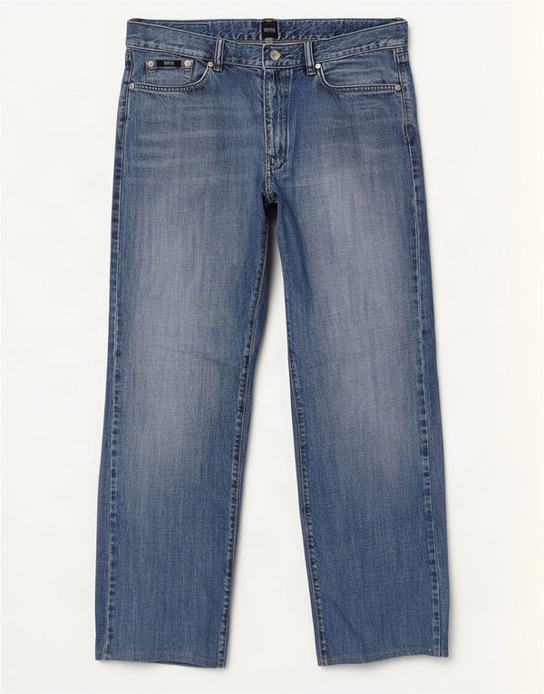 Мужские прямые джинсы Hugo Boss W34 L29 синие, хлопок