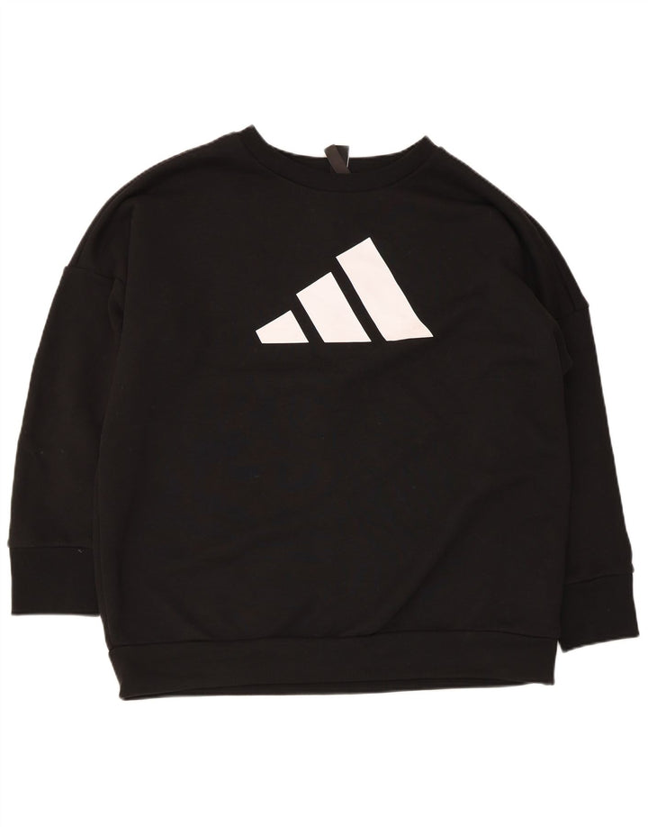 Adidas Womens Graphic Oversized Sweatshirt Jumper UK 12/14 Medium Black