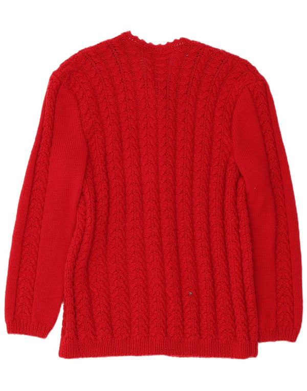 Vintage Damen Cardigan Pullover UK 14 Mittelrot